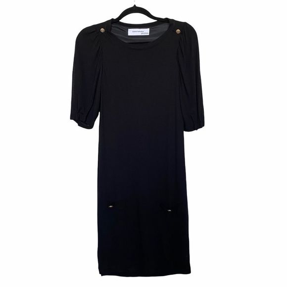 Zara Collection Dresses & Skirts - Zara Collection Sz M Black Knit Dress Puff Sleeve
